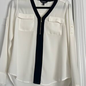 Express Women's White and Black Blouse